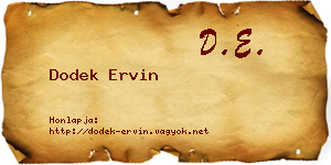 Dodek Ervin névjegykártya